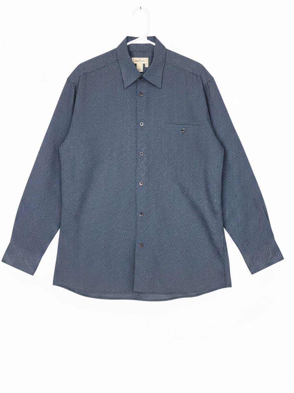 Ermenegildo Zegna Navy Micro-Pattern Dress Shirt Large